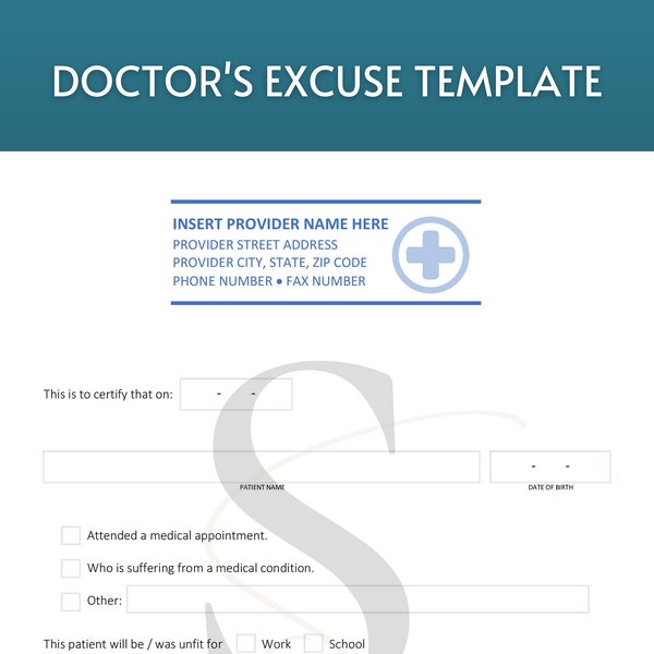 Printable Doctor Note Digital Download Doctor Excuse Doctor Note for Work Dr Excuse Dr Note Printable Doctors Excuse Doctor Note Template