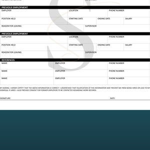 Printable Employment Application PDF Digital Job Application - Etsy