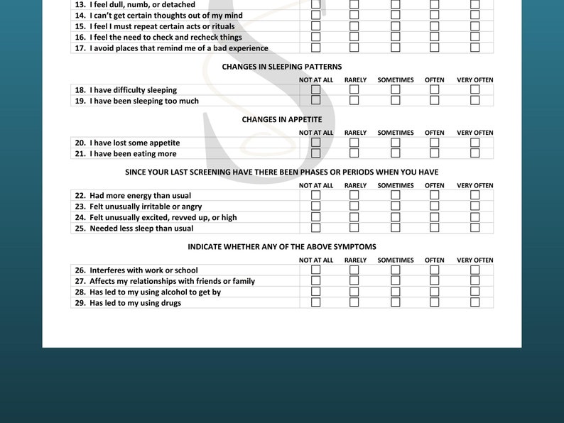 Mental Health Screening Template Therapy Office Counseling Intake Form ...