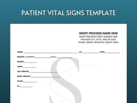 Printable Stemmer Sign Chart.pdf Editable Printable Vital Sign Sheet Medical Vital Sign Tracker