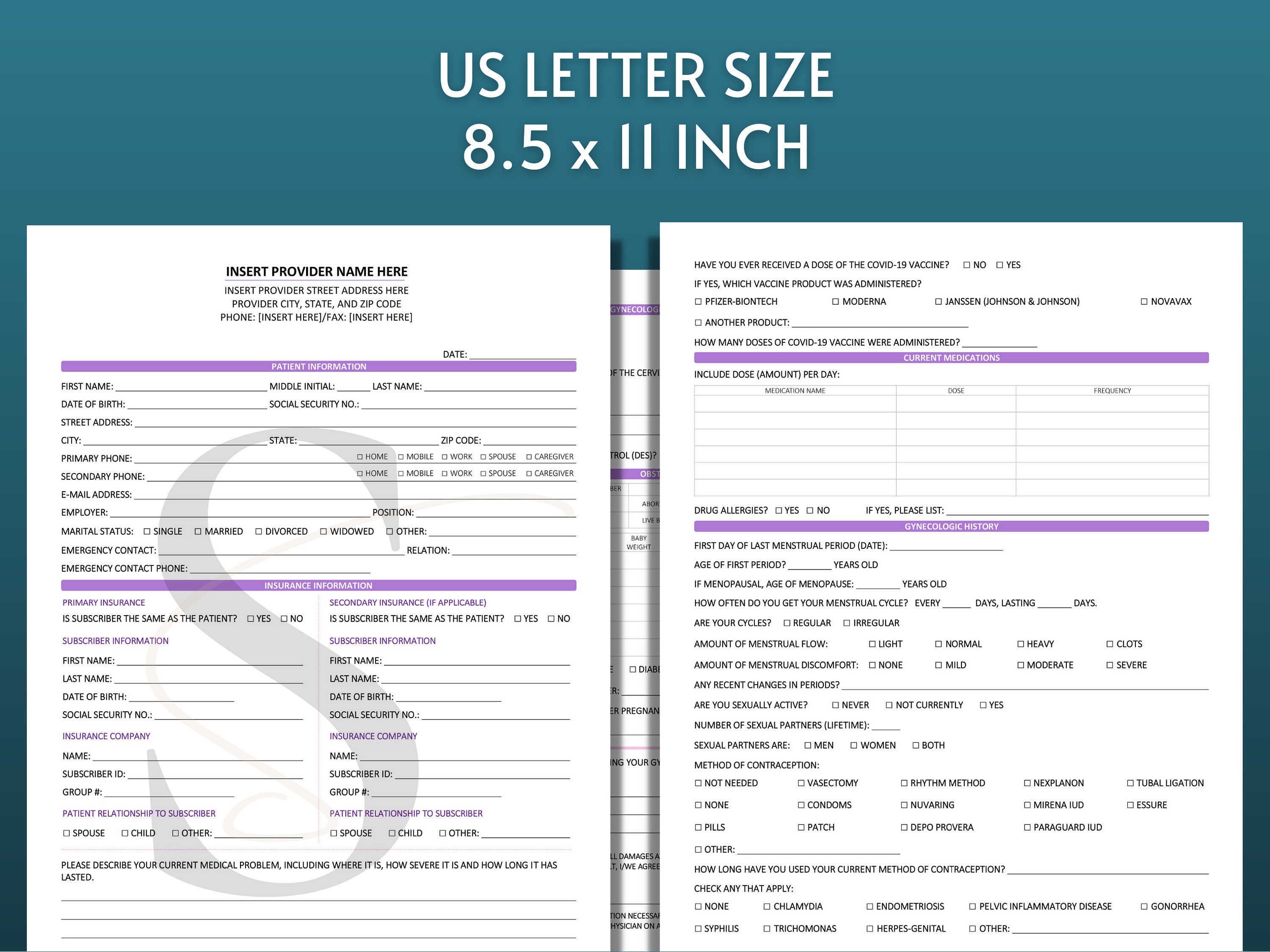 Maternity Intake Form OBGYN New Patient Form Digital Download Maternity and Womens Health ...