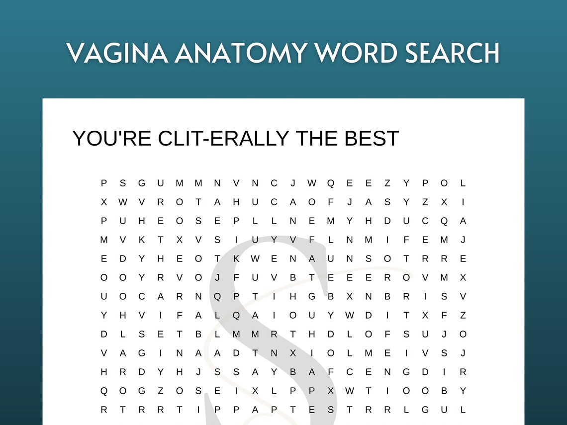 Printable Vagina Anatomy Word Search Digital Download Sexual Health ...