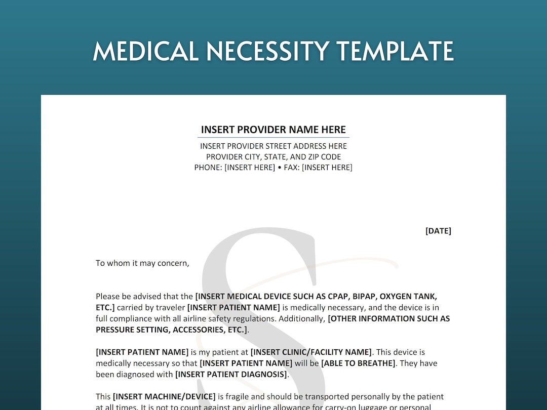 Printable Letter of Medical Necessity Template Medical Office Clinic Printable Letter of Medical Necessity Template Medical Office Clinic