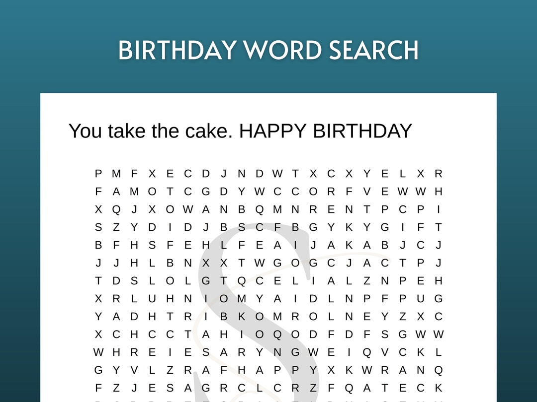 Printable Happy Birthday Word Search Digital Download Activity Sheets ...