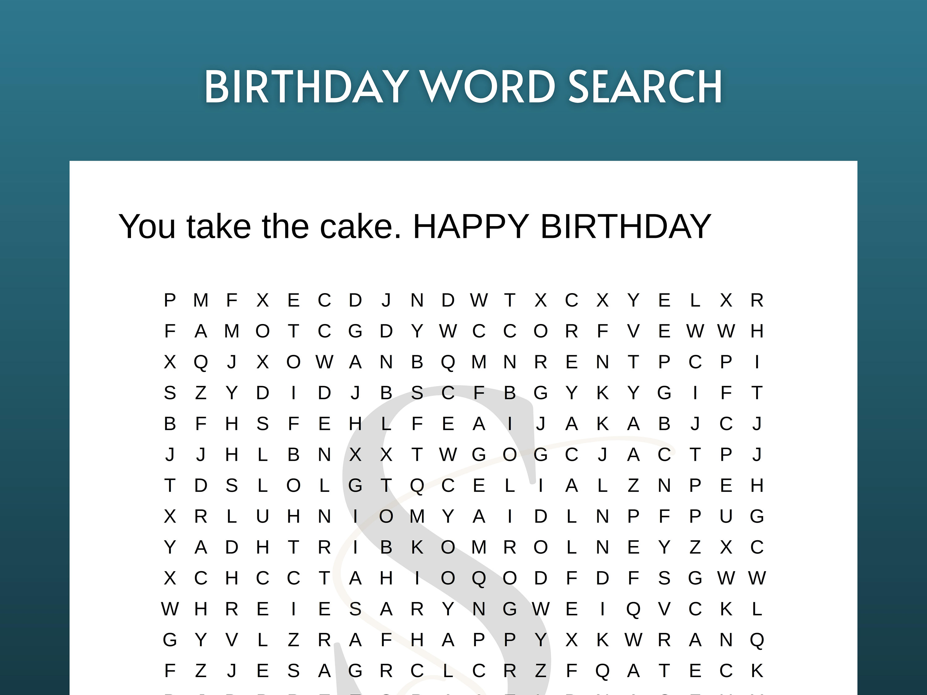 Printable Happy Birthday Word Search Digital Download Activity Sheets ...