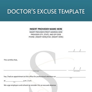 Printable Doctor Note Doctor Excuse Template Excuse Letter - Etsy