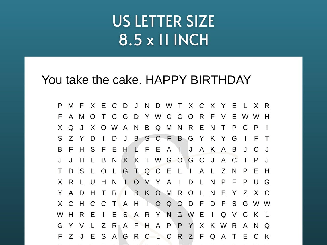 Printable Happy Birthday Word Search Digital Download Activity Sheets ...
