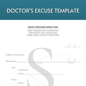 Printable Doctor's Excuse Template Medical Office Forms - Etsy