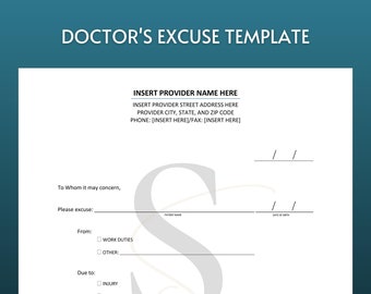 printable doctor s excuse template medical office forms etsy