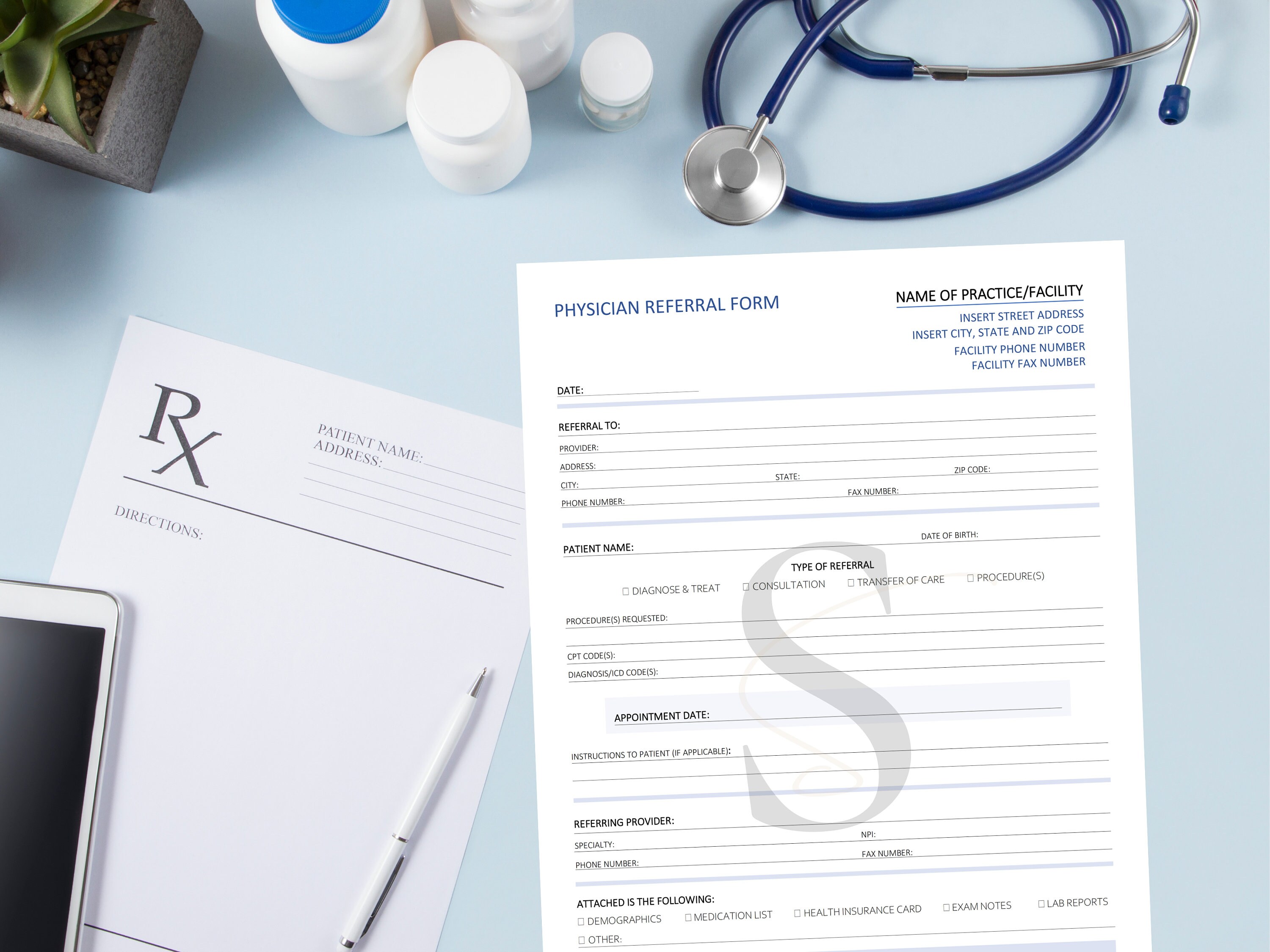 Printable Doctor Referral Form Digital Download Physician Referral Form ...