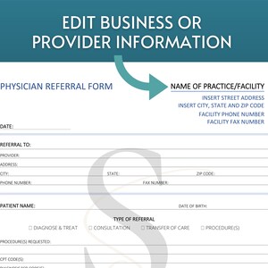 Printable Doctor Referral Form Digital Download Physician Referral Form ...