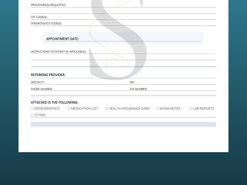 Printable Doctor Referral Form Digital Download Physician Referral Form ...