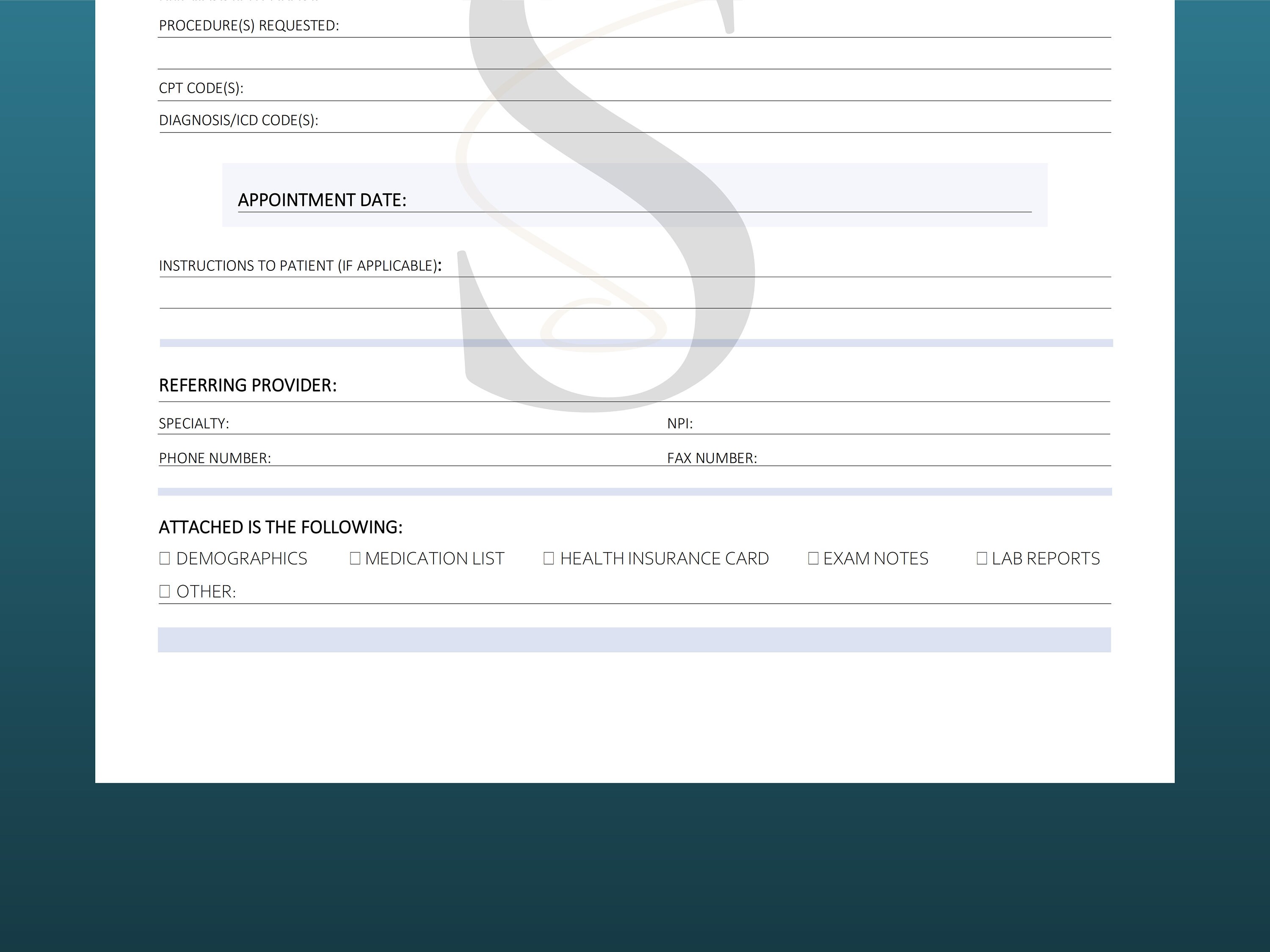 Printable Doctor Referral Form Digital Download Physician Referral Form ...