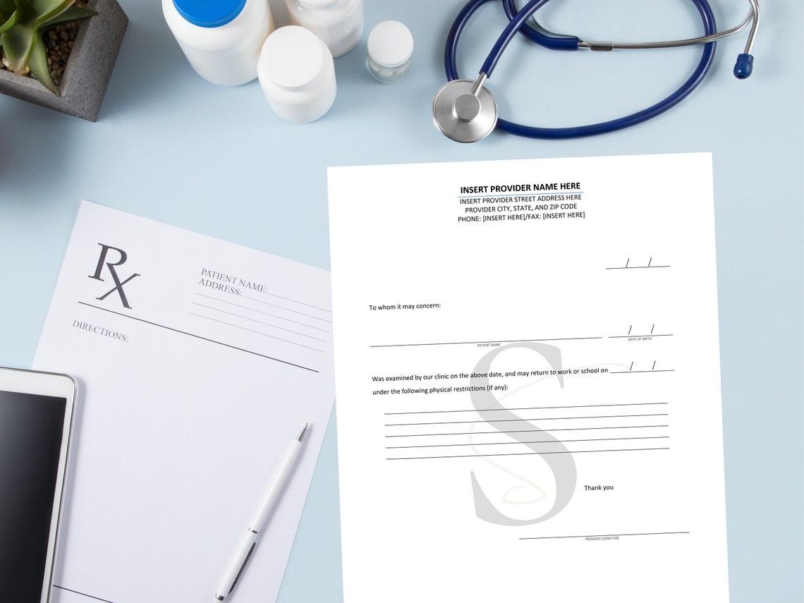 Printable Doctor Note Template Digital Download Doctor Note Dr Excuse ...