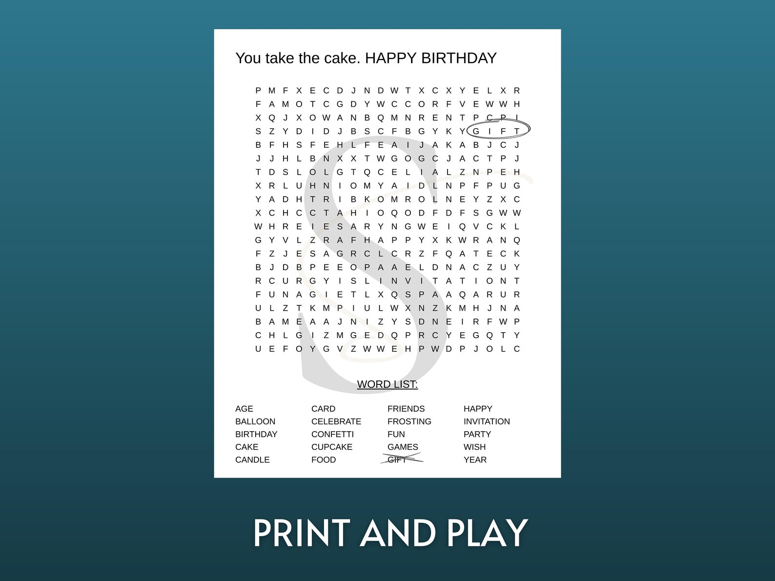 Printable Happy Birthday Word Search Digital Download Activity Sheets ...