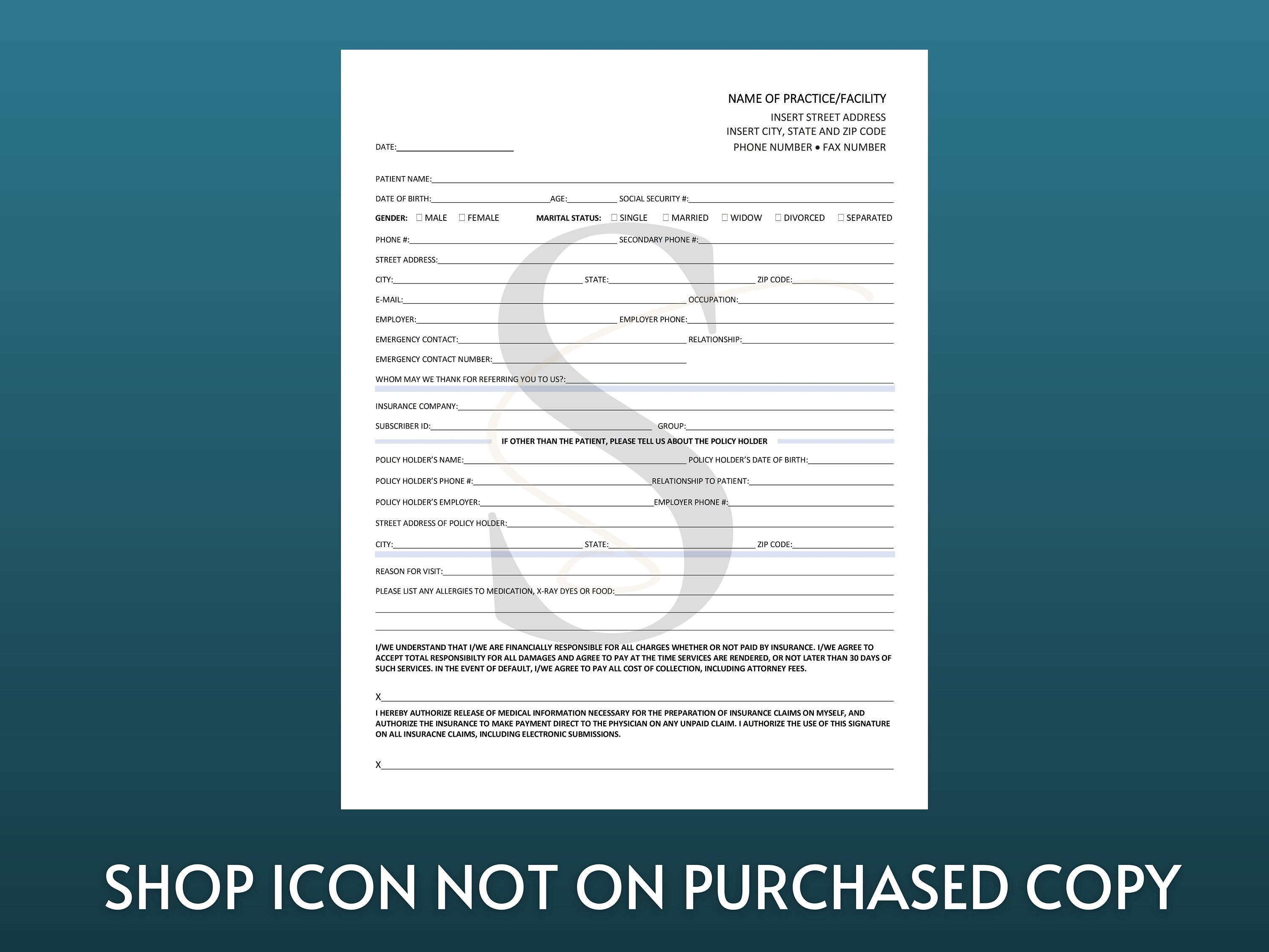 Printable New Patient Intake Form Digital Download Patient - Etsy UK