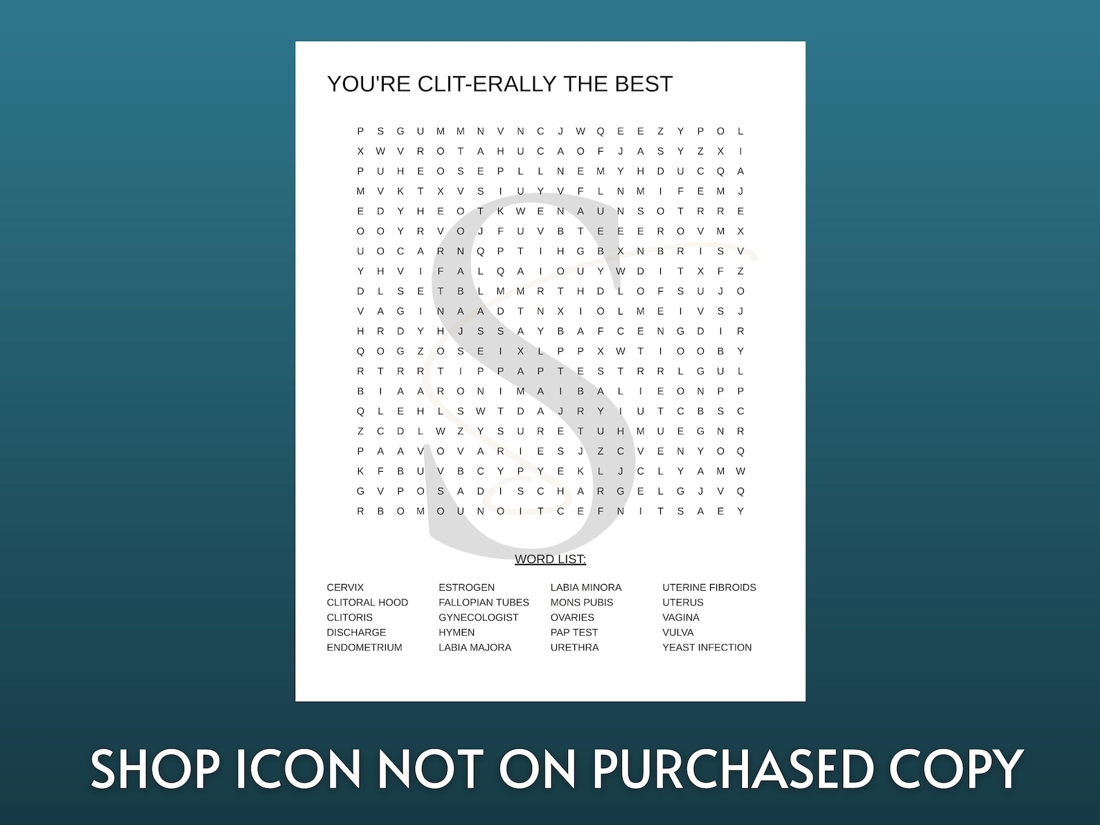 Printable Vagina Anatomy Word Search Digital Download Sexual Health ...