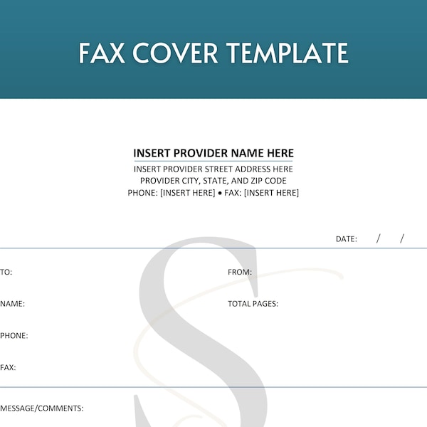 Fax Cover Sheet Template Printable Digital Download Office Stationary Fax Transmittal Sheet Editable Form Small Business Office Supplies