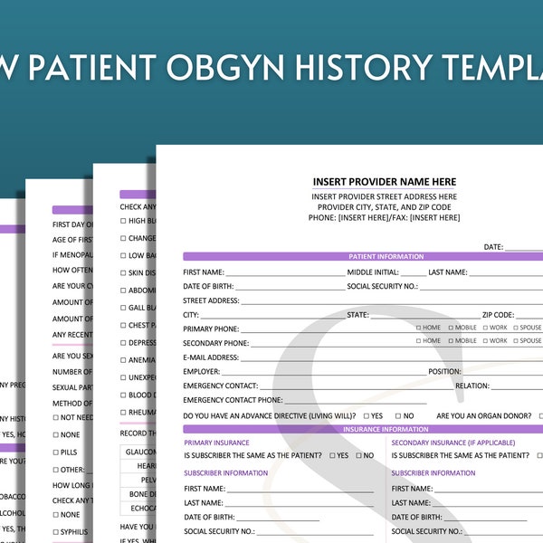 OBGYN Intake Form Digital Download Obstetrical History Form Printable Intake Form Medical history New Patient Form Gynecology Office