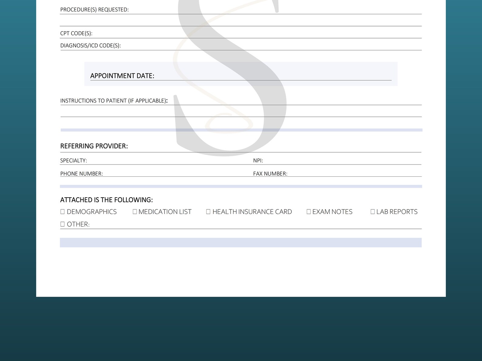 Printable Doctor Referral Form Digital Download Physician Referral Form ...