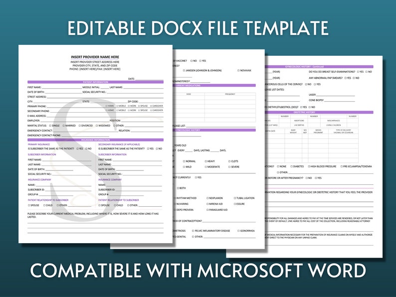 Maternity Intake Form OBGYN New Patient Form Digital Download Maternity and Womens Health ...