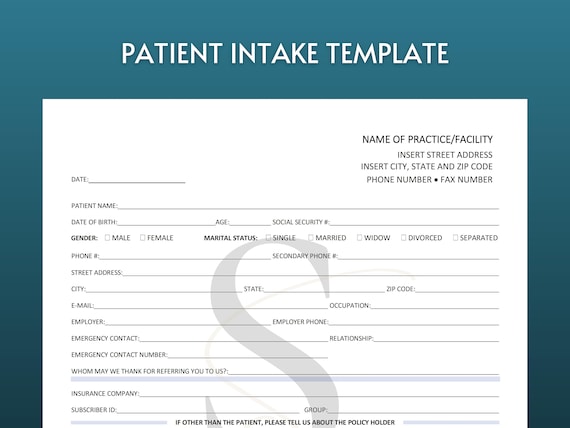Printable New Patient Intake Form Digital Download Patient - Etsy UK