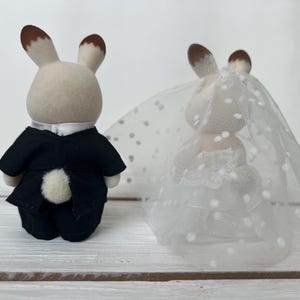 Handmade Groom’s Suit & Bridal Gown Wedding Set for Sylvanian Families Rabbit (Outfits Only) image 11