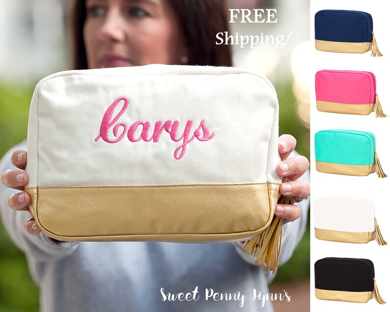 Monogram Cosmetic Bag Monogram Toiletry Bag Make up Travel Etsy