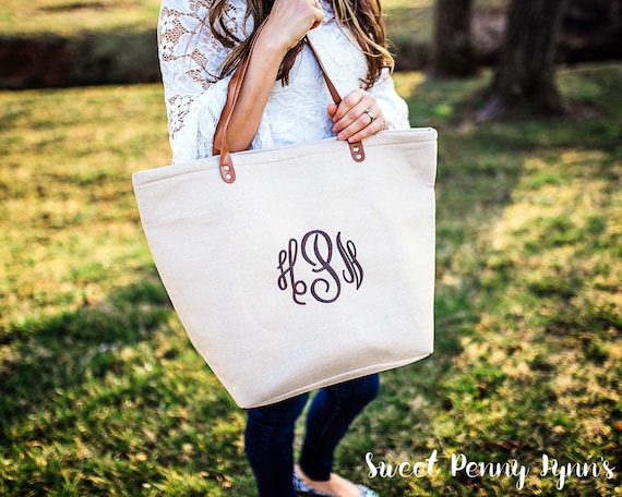 etsy monogrammed beach bag