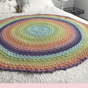 Rainbow Baby Crochet Pattern, Mandala Crochet Patterns, Double Daisy Mandala Blanket, Round Crochet Blanket Pattern image 9