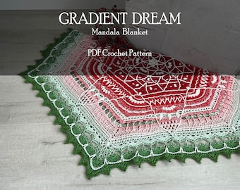 CROCHET PATTERN Mandala Christmas Blanket Crochet Pattern Round Blanket Crochet Tutorial Home Decor Crochet Patterns For Gradient Yarn