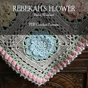 Baby Blanket Crochet Pattern, Rebekahs Flower Baby Blanket Decor, Lap Blanket Crochet Pattern Nursery Decor