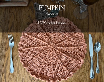 Pumpkin Placemat Crochet Pattern, Crochet Placemat Fall Decor, DIY Crochet Pumpkin Decor, Crochet Pumpkin Table Decor