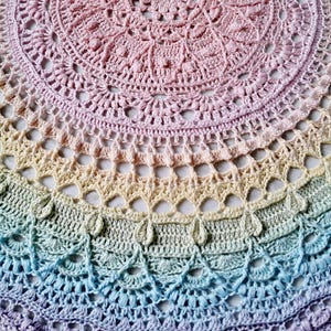 Crochet Mandala Blanket Pattern, Crochet Home Decor Throw, Crochet Table Cover | Marigold Magic Mandala image 15