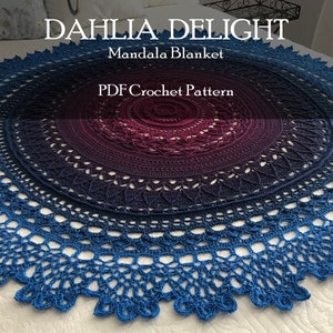 Mandala Blanket Crochet Pattern, Crochet Tree Skirt, Crochet Home Decor, Crochet Mandala Afghan Pattern, Crochet Table Cover, Dahlia Delight