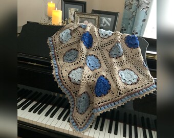 CROCHET PATTERN Baby Blanket Floral Granny Square Design | Rebekah's Flower