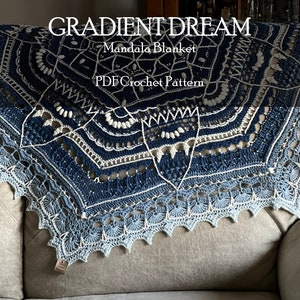 Mandala Crochet Pattern Blanket Crochet Mandala Hexagon Crochet Pattern Round Blanket Crochet Tutorial Home Decor Crochet Gradient Yarn