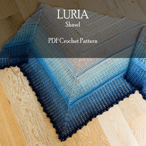 CROCHET PATTERN Luria Shawl, Crochet Prayer Shawl Pattern, Crochet Triangle Shawl Pattern, PDF crochet patterns, Aimee Lynne Designs