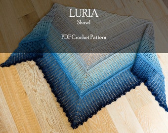 VIRKMÖNSTER Luria-sjal, virkad bönesjal, virkad triangelsjal, PDF-virkmönster, Aimee Lynne Designs
