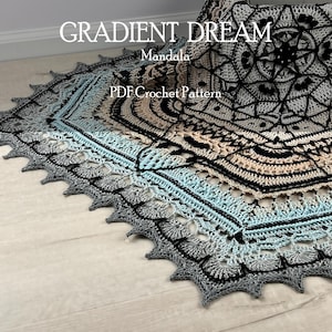 Padrão de crochê para manta mandala em PDF | Padrão de manta com fios degradê | Tutorial de crochê para toalhinha grande | Mandala dos Sonhos em Degradê