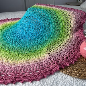 Rainbow Baby Crochet Pattern, Mandala Crochet Patterns, Double Daisy Mandala Blanket, Round Crochet Blanket Pattern image 10