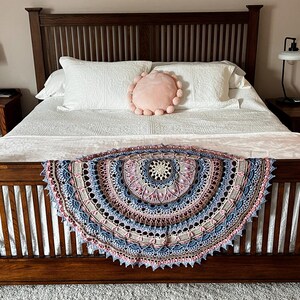 Crochet Mandala Blanket Pattern, Crochet Home Decor Throw, Crochet Table Cover | Marigold Magic Mandala image 13