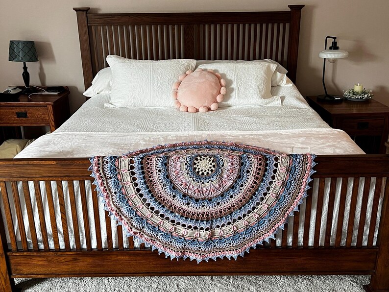 Crochet Mandala Blanket Pattern, Crochet Home Decor Throw, Crochet Table Cover | Marigold Magic Mandala image 13