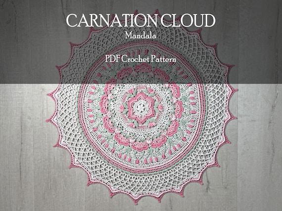 CROCHET PATTERN Mandala Wall Hanging, Crochet Home Decor Throw, Crochet Doily Pattern, Home Decor, Carnation Cloud Crochet Pattern