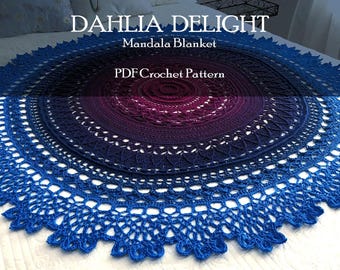 Mandala Blanket Crochet Pattern Tree Skirt, Home Decor, Afghan, Table Cover | Dahlia Delight