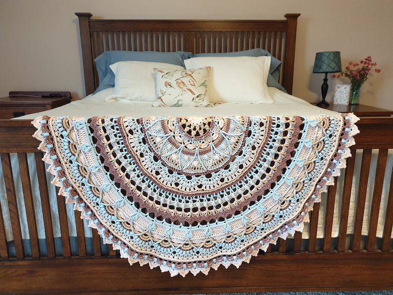 Crochet Mandala Blanket Pattern, Crochet Home Decor Throw, Crochet Table Cover, Marigold Magic Mandala Crochet Pattern image 5