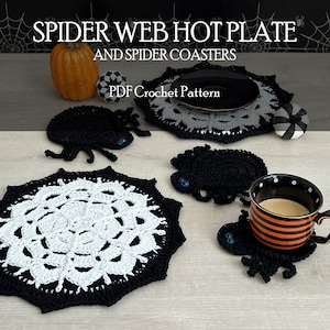 Spider Coasters Crochet Pattern, Spider Web Trivet Mandala Crochet Pattern, Fall Crochet Home Decor