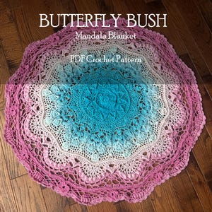 CROCHET PATTERN Mandala Blanket - PDF,  Home Decor,  Butterfly Bush Mandala
