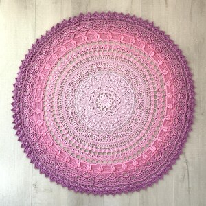 Crochet Mandala Blanket Pattern, Crochet Home Decor Throw, Crochet Table Cover | Marigold Magic Mandala image 11