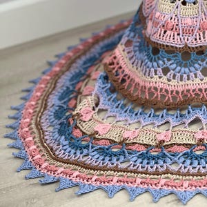 Crochet Mandala Blanket Pattern, Crochet Home Decor Throw, Crochet Table Cover | Marigold Magic Mandala image 12